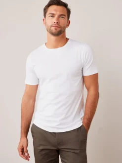 Wit - Slim Fit - Essentieel katoenen T-shirt met ronde hals