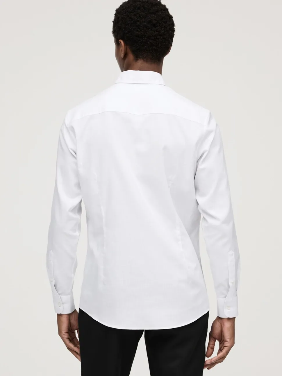 Wit - Slim Fit - Gemakkelijk te strijken Oxford overhemd met doorlopende knopen