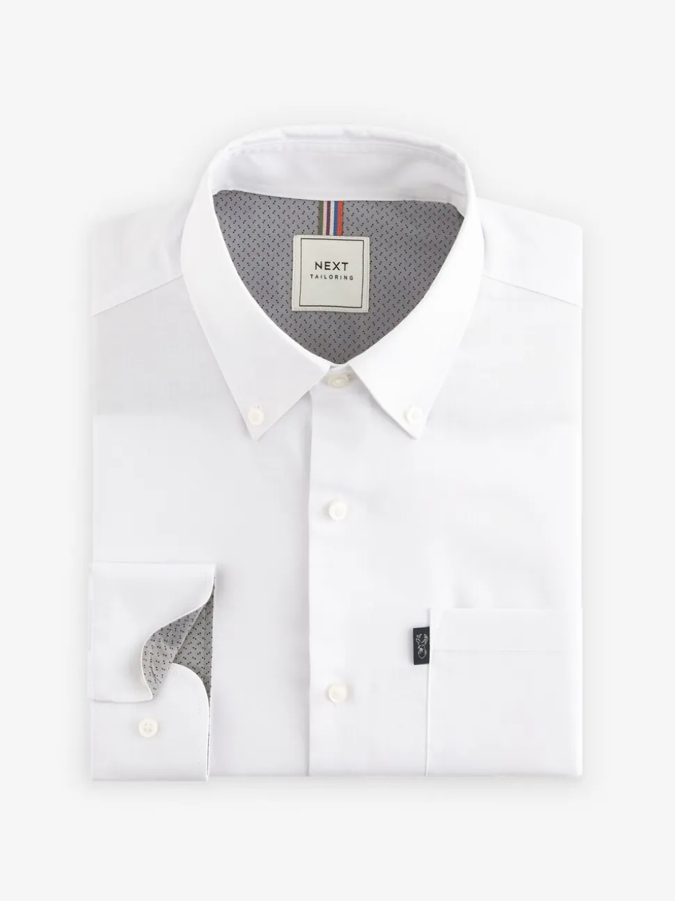 Wit - Slim Fit - Gemakkelijk te strijken Oxford overhemd met doorlopende knopen