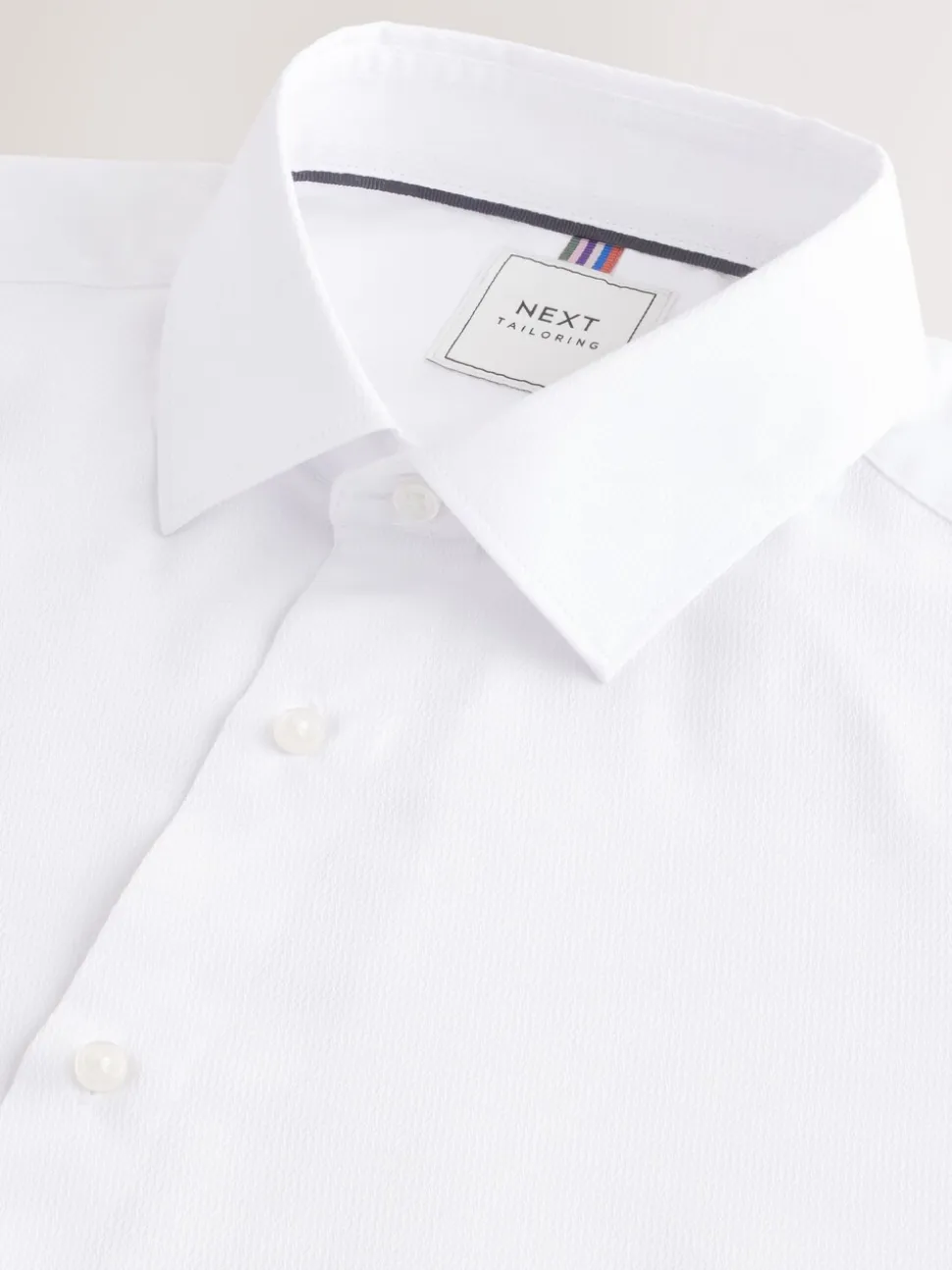Wit - Slim Fit - Onderhoudsvriendelijk, getextureerd, slim fit overhemd met enkele manchet