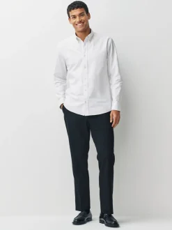Wit - Slim Fit - Oxford-hemd met lange mouwen
