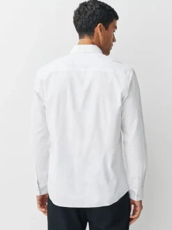 Wit - Slim Fit - Oxford-hemd met lange mouwen