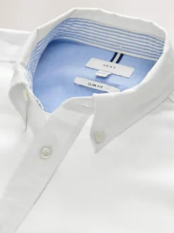 Wit - Slim Fit - Oxford-hemd met lange mouwen