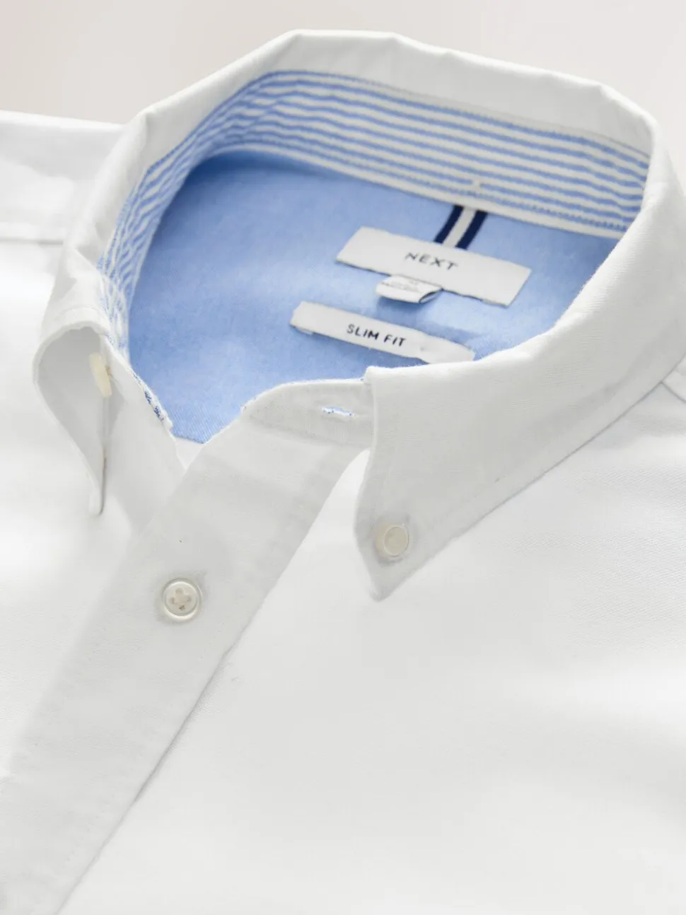 Wit - Slim Fit - Oxford-hemd met lange mouwen