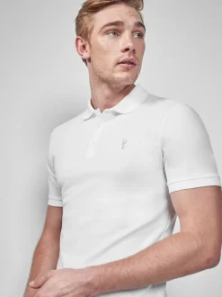 Wit - Slim Fit - Piqué poloshirt met korte mouwen