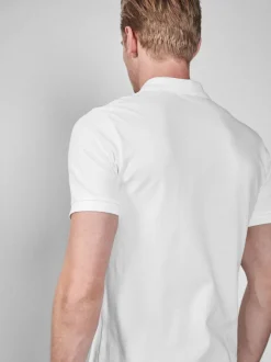 Wit - Slim Fit - Piqué poloshirt met korte mouwen