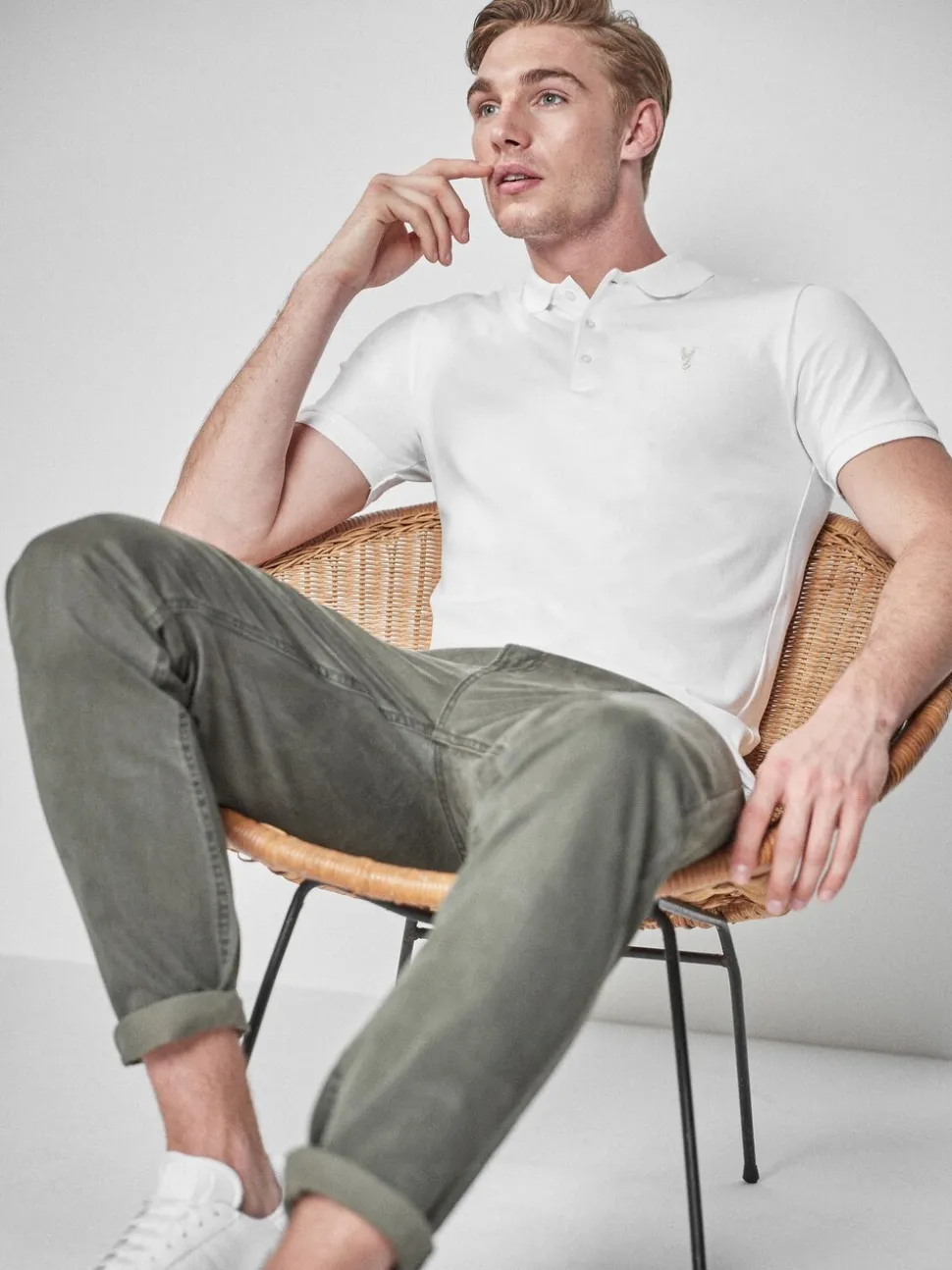 Wit - Slim Fit - Piqué poloshirt met korte mouwen