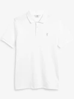 Wit - Slim Fit - Piqué poloshirt met korte mouwen