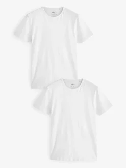 Wit - Slim Fit - Set van 2 100% katoenen T-shirts met laagjes
