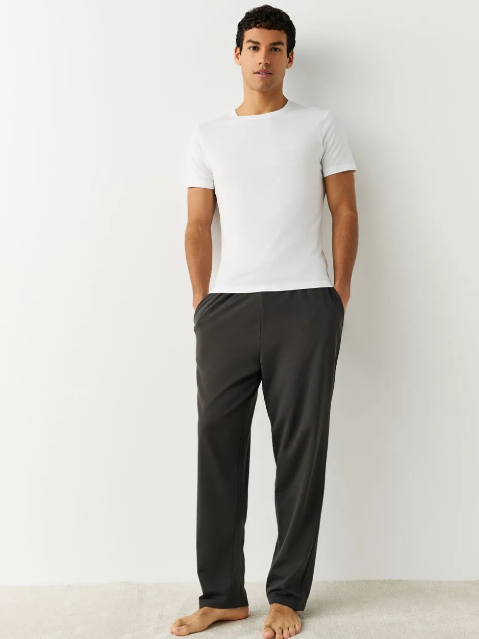Wit - Slim Fit - Set van 2 100% katoenen T-shirts met laagjes