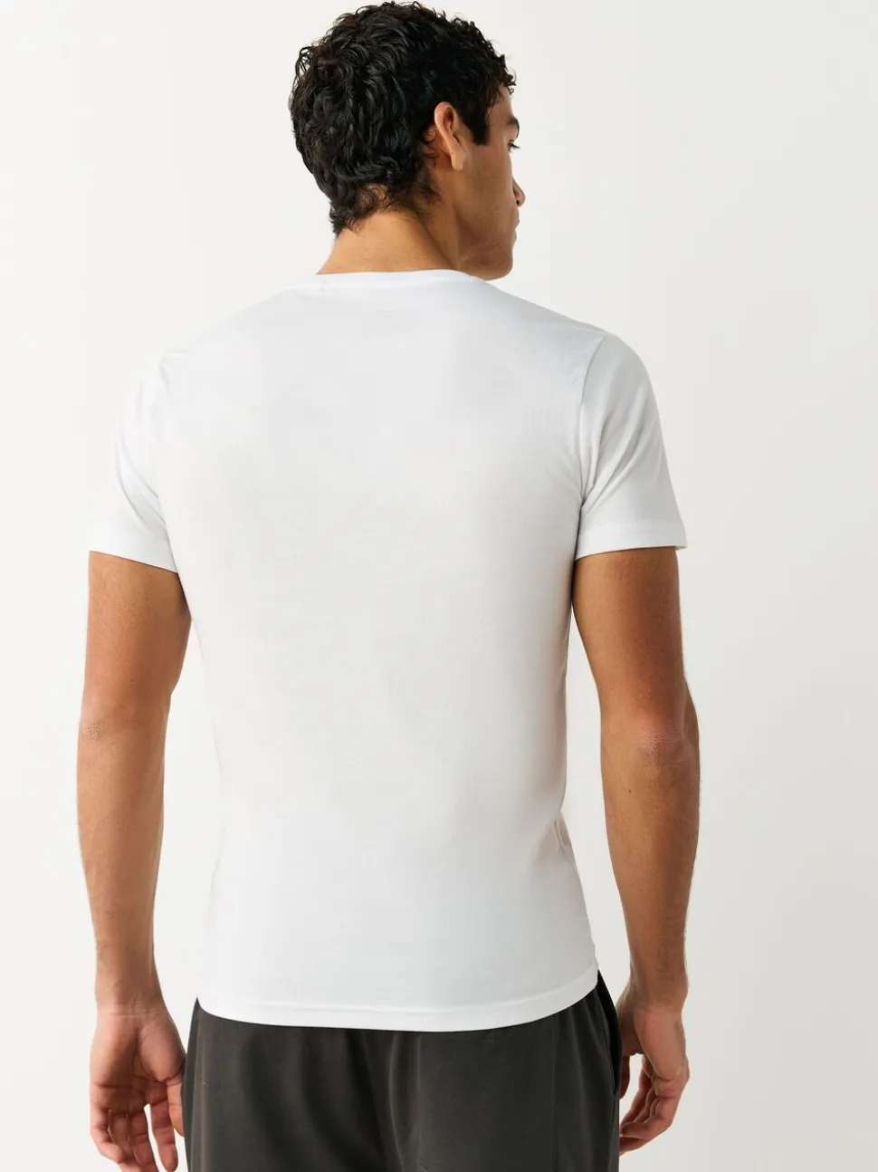 Wit - Slim Fit - Set van 2 100% katoenen T-shirts met laagjes