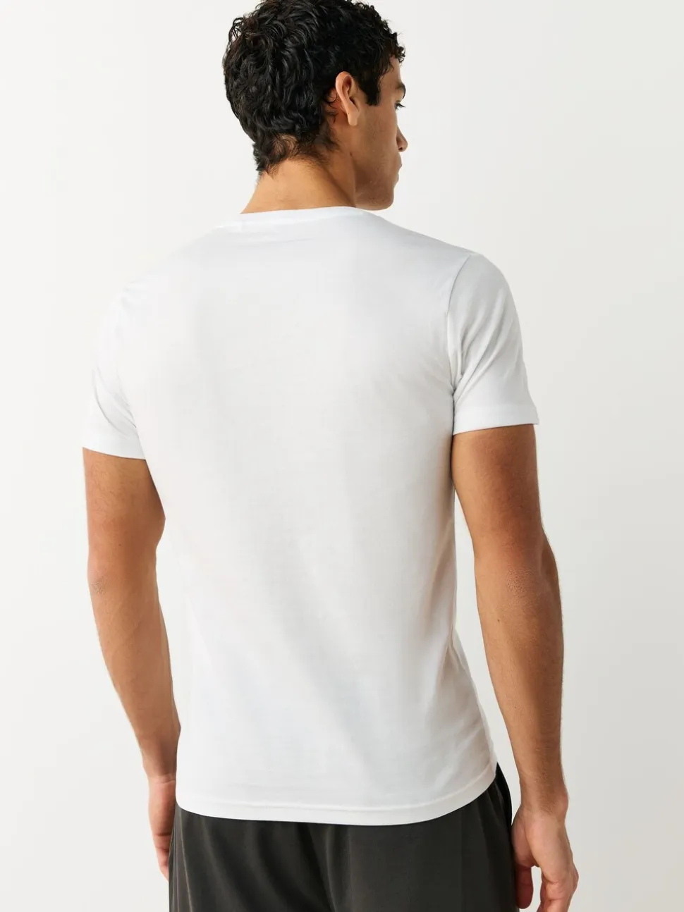 Wit - Slim Fit - Set van 5 100% katoenen T-shirts met laagjes