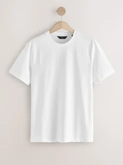 Wit - Slim Fit - Signature SUPIMA® katoenen T-shirt met ronde hals