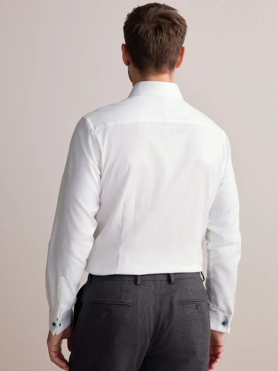 Wit - Slim Fit - Signature premium 100% katoenen overhemd met textuur