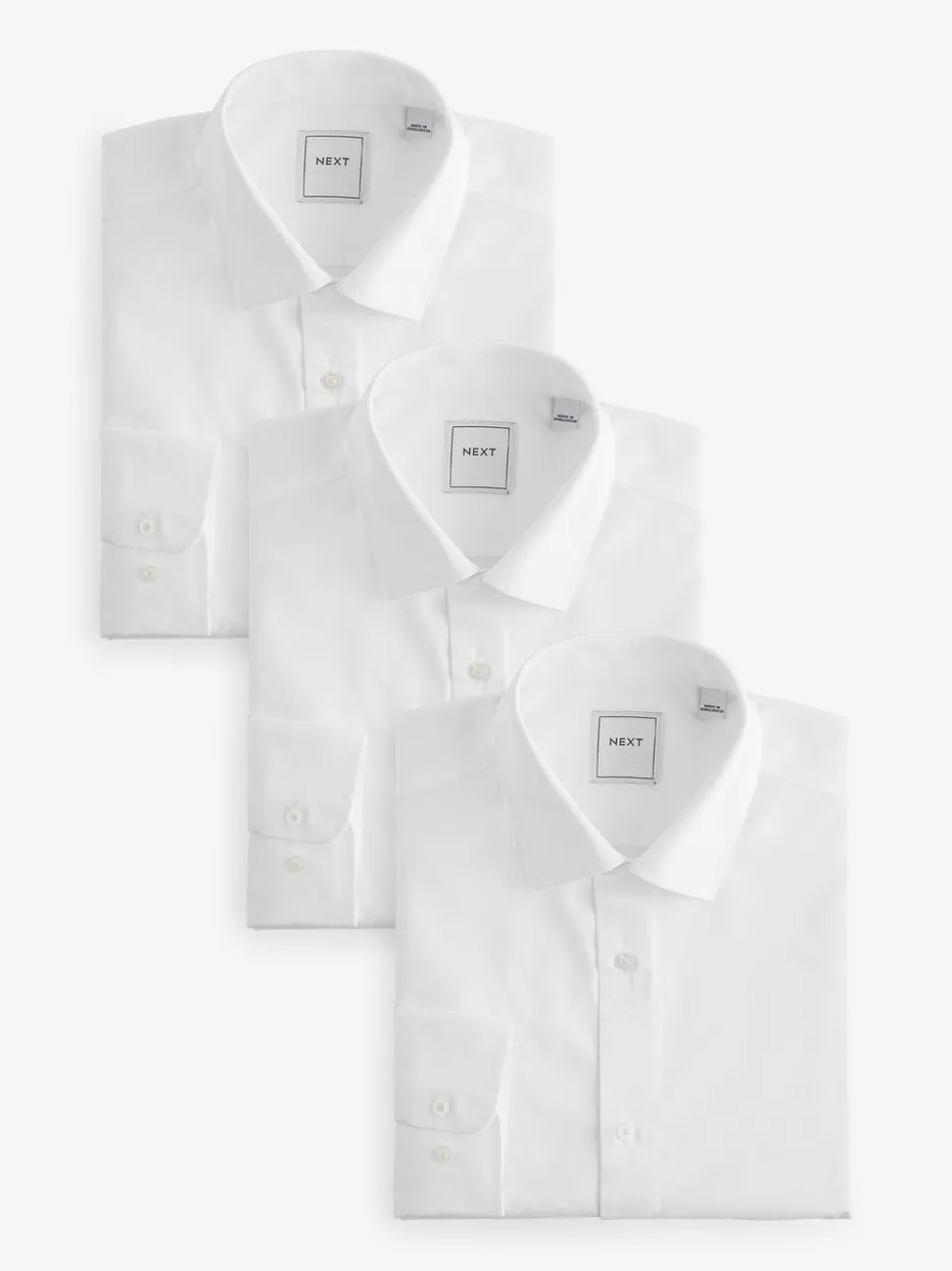 Wit - Slim Fit - Strijkvrije slimme overhemden met enkele manchet 3 pak