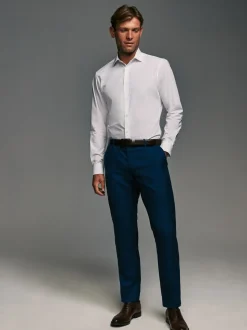 Wit - Slim Fit - Strijkvrije slimme overhemden met enkele manchet 3 pak