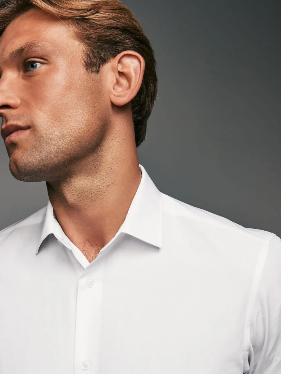Wit - Slim Fit - Strijkvrije slimme overhemden met enkele manchet 3 pak