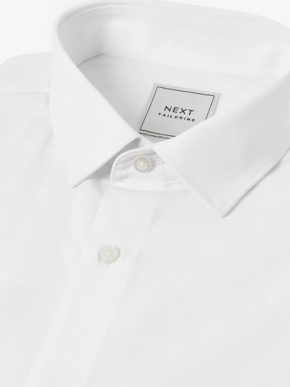 Wit - Slim Fit - Strijkvrij net overhemd met enkele manchet