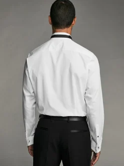 Wit - Slim Fit - Textured Double Cuff Long Sleeve Shirt With Wing Collar And Bow Tie Pack