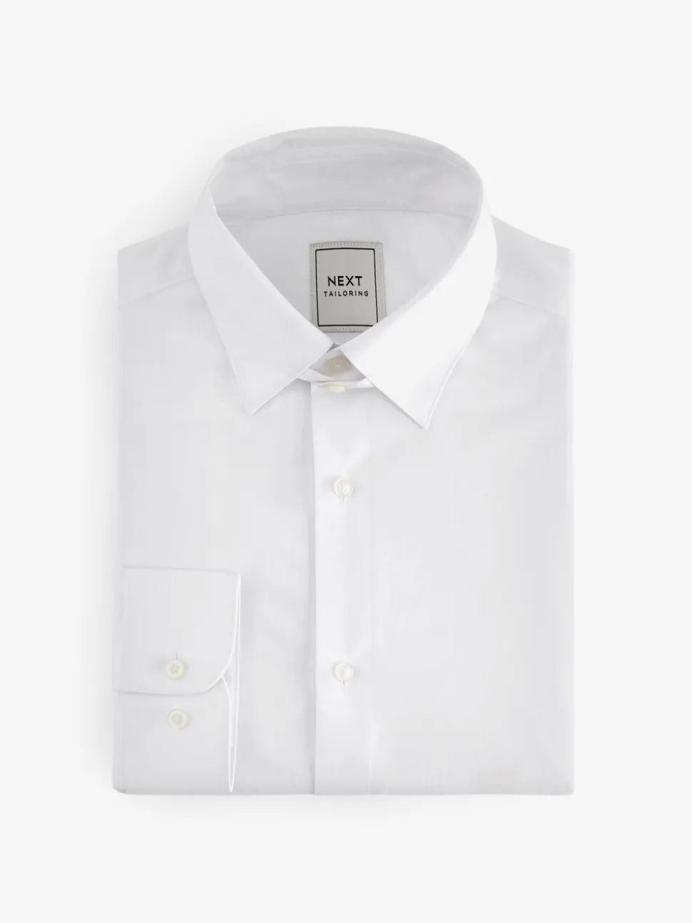 Wit - Slim fit, eenvoudig te strijken, net Oxford-overhemd met kraaglusje en enkele manchetten