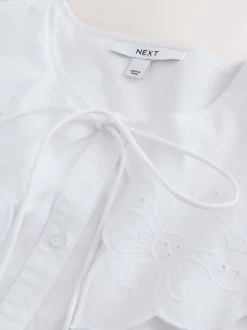 Wit - Statement Collar Broderie Long Sleeve Blouse