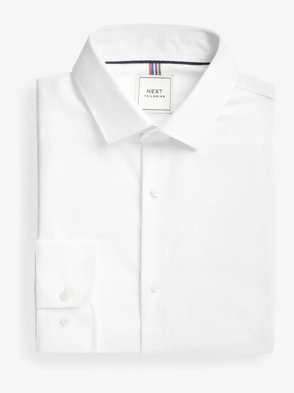 Wit - Strakke Pasvorm - Onderhoudsvriendelijk, getextureerd, slim fit overhemd met enkele manchet