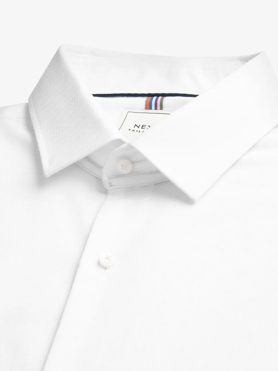 Wit - Strakke Pasvorm - Onderhoudsvriendelijk, getextureerd, slim fit overhemd met enkele manchet