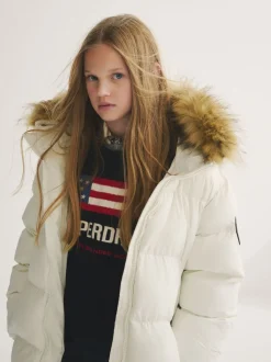 Wit - Superdry Belted Puffer Coat