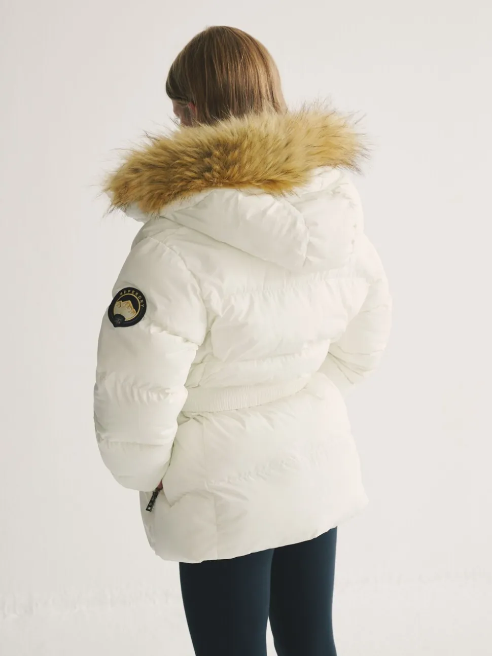 Wit - Superdry Belted Puffer Coat