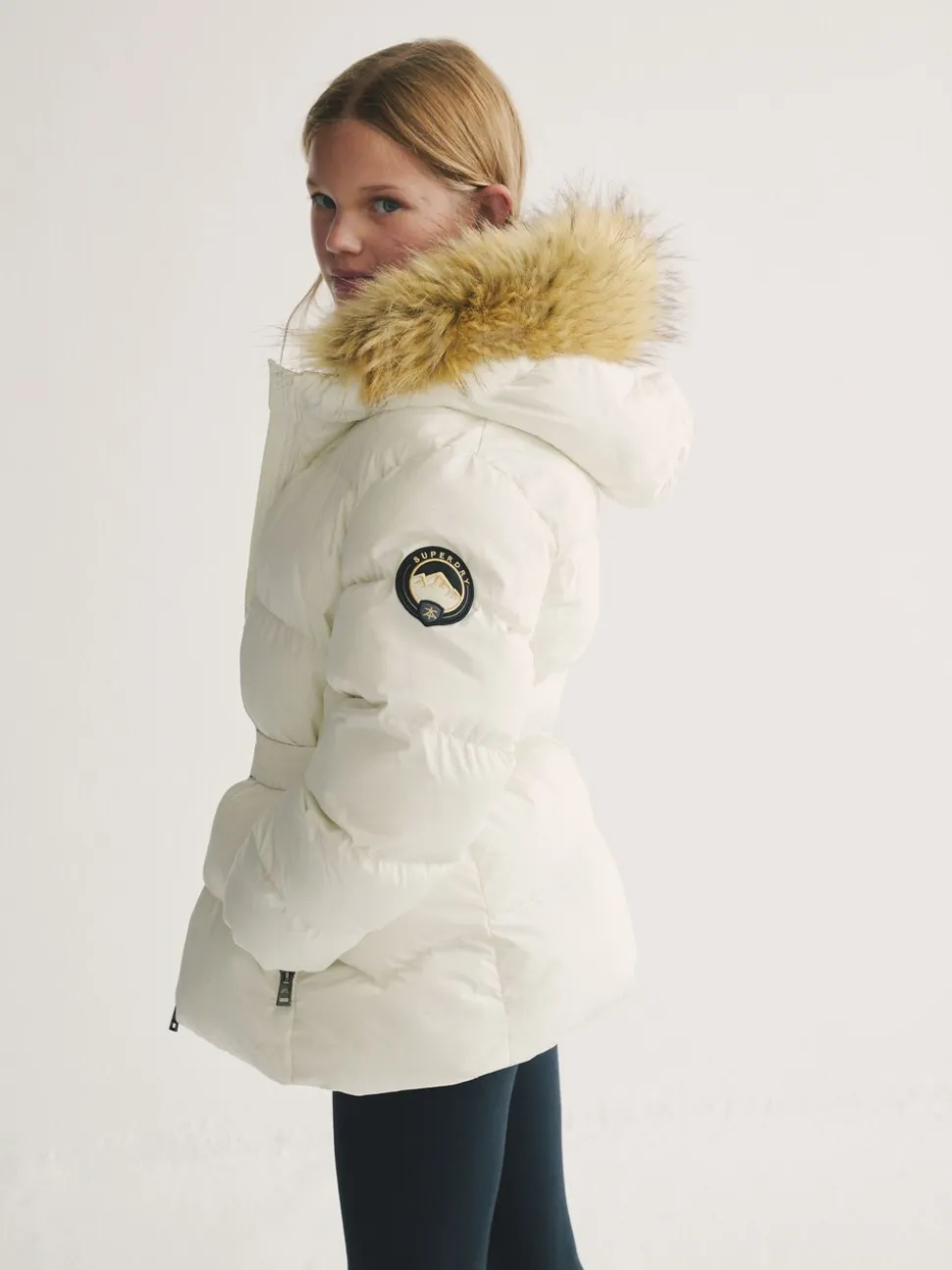 Wit - Superdry Belted Puffer Coat