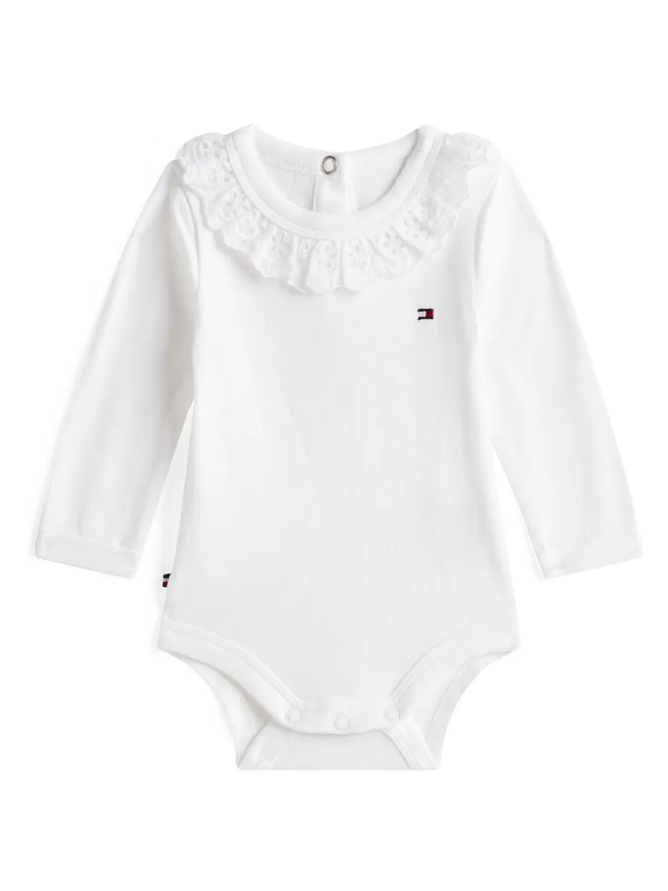 Wit - Tommy Hilfiger Essential Broderie Anglaise Collar Bodysuit