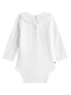 Wit - Tommy Hilfiger Essential Broderie Anglaise Collar Bodysuit