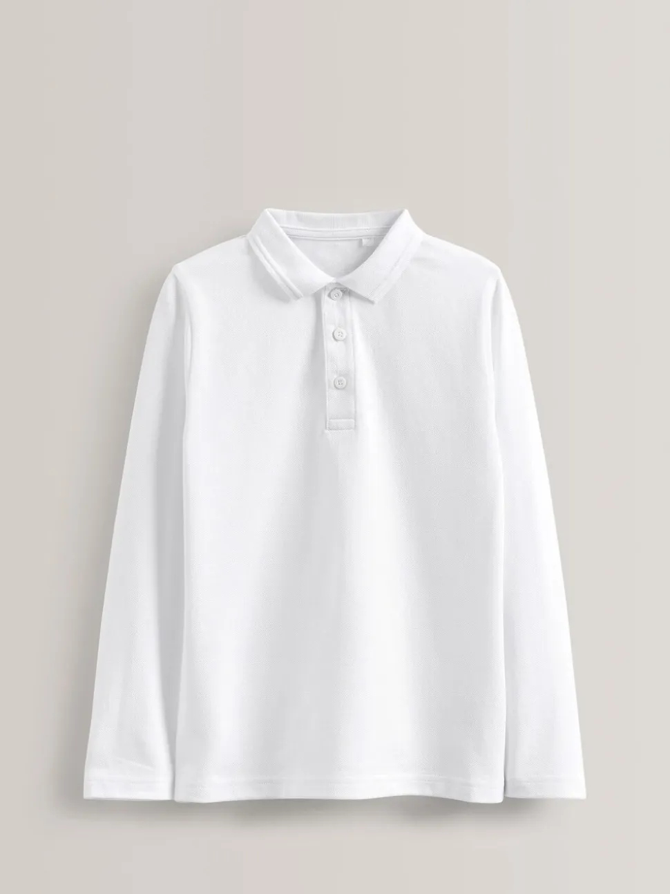 Wit - Verpakking van 5 100% katoenen schoolpoloshirts met lange mouwen (3-16 jr)