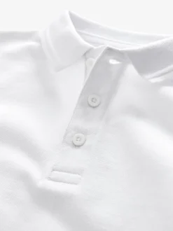 Wit - Verpakking van 5 100% katoenen schoolpoloshirts met lange mouwen (3-16 jr)