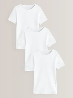 Wit - Verpakking van 3 100% katoenen shirts met korte mouwen (1,5-16jr)