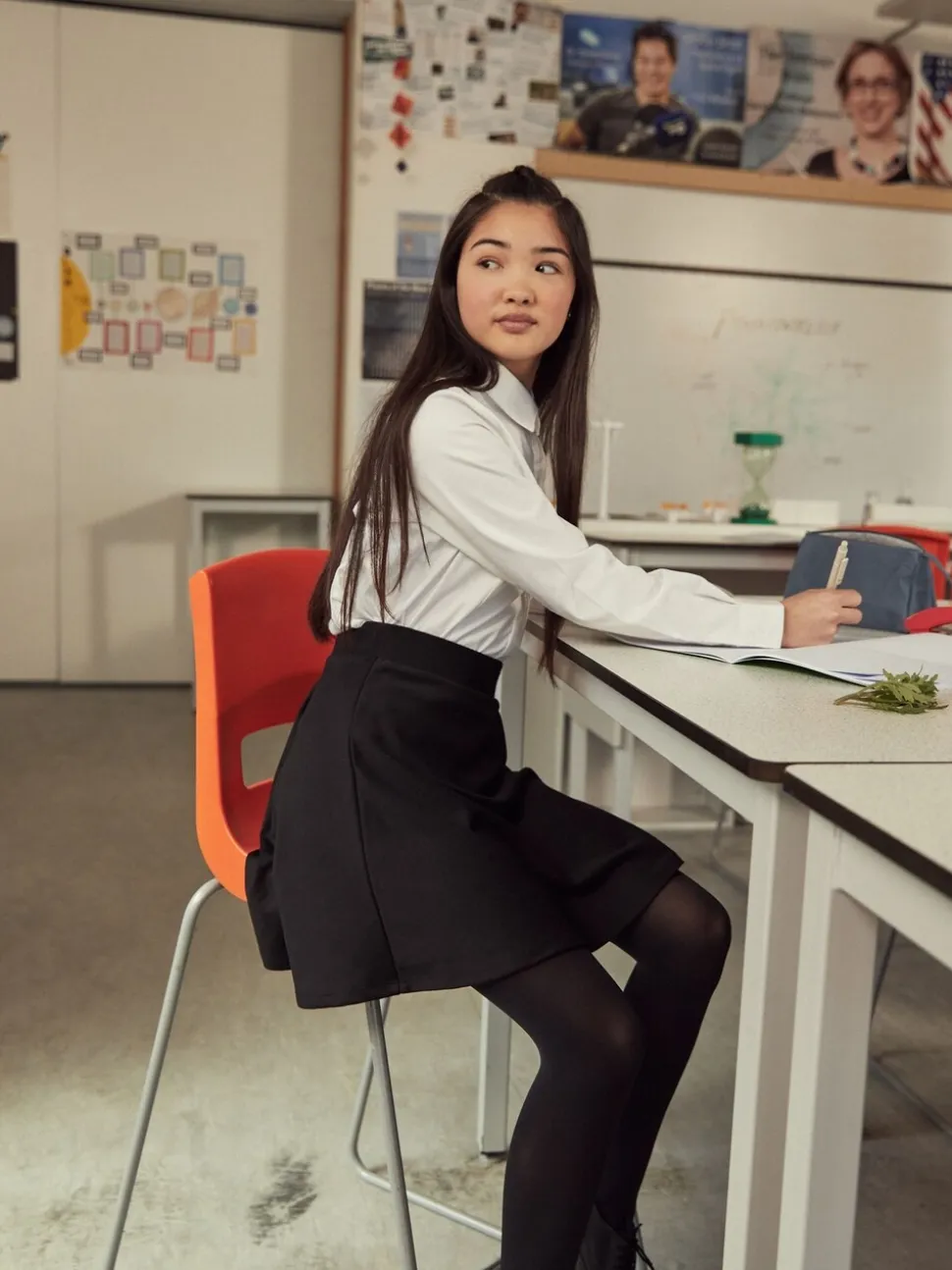 Wit - Verpakking van 2 aansluitende premium schooloverhemden met stretch, lange mouwen en hoog aandeel katoen (3-18 jr)