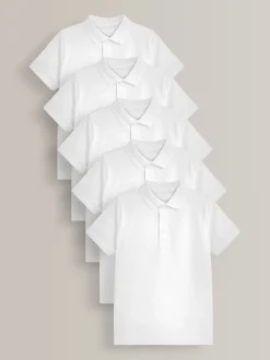 Wit - Verpakking van 5 katoenen poloshirts met korte mouwen voor school (3-16jr)