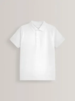 Wit - Verpakking van 5 katoenen poloshirts met korte mouwen voor school (3-16jr)