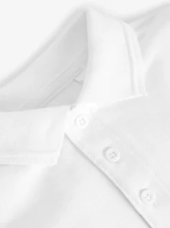 Wit - Verpakking van 5 katoenen poloshirts met korte mouwen voor school (3-16jr)