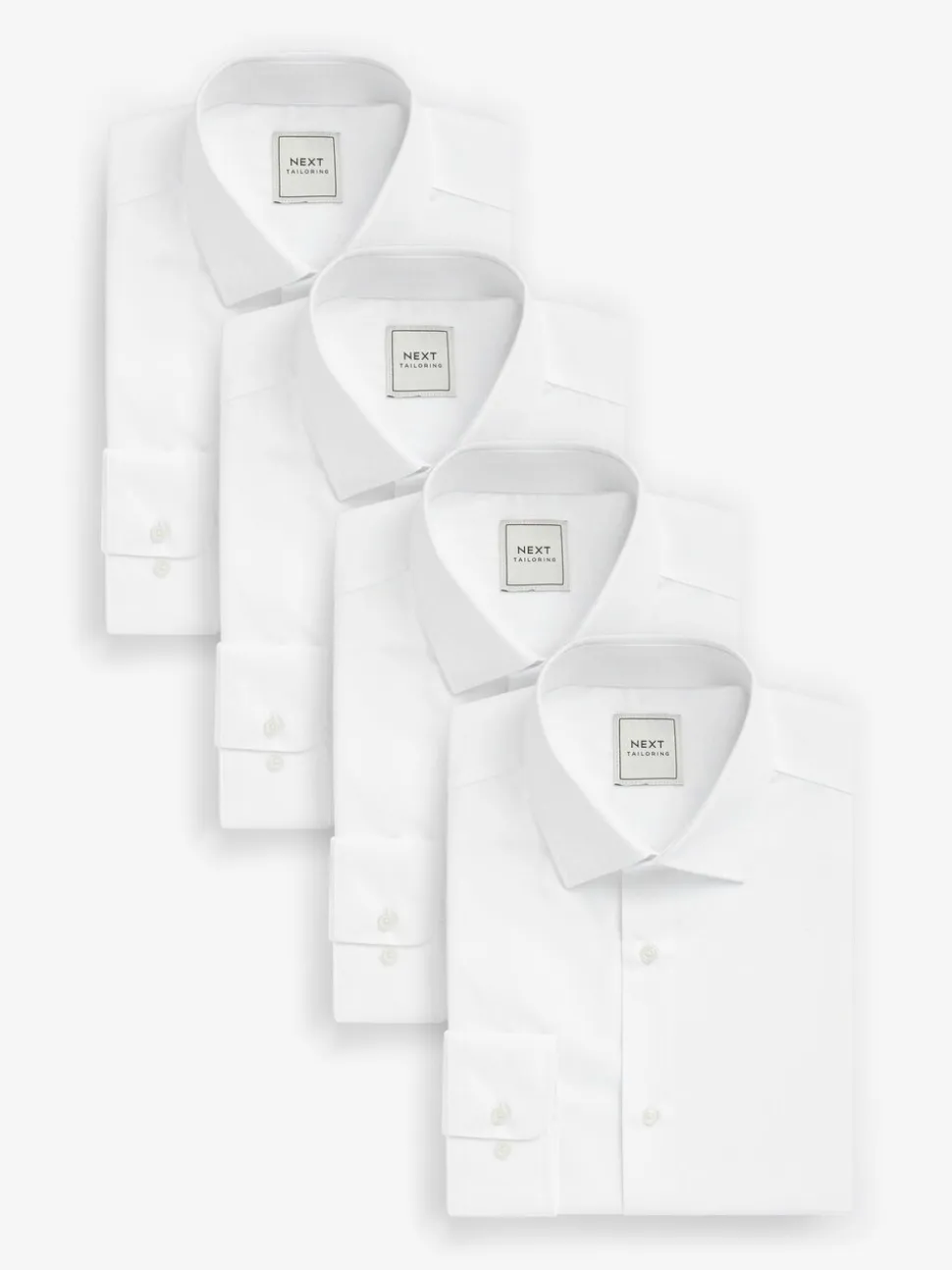 Wit - Verpakking van 4 onderhoudsvriendelijke slim fit smart overhemden met enkele manchetten
