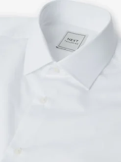 Wit - Verpakking van 5 onderhoudsvriendelijke slim fit smart overhemden met enkele manchetten
