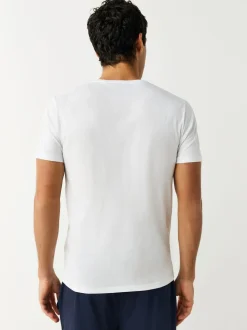 Wit - Verpakking van 2 slim-fit 100% katoenen T-shirts met V-hals en laagjes