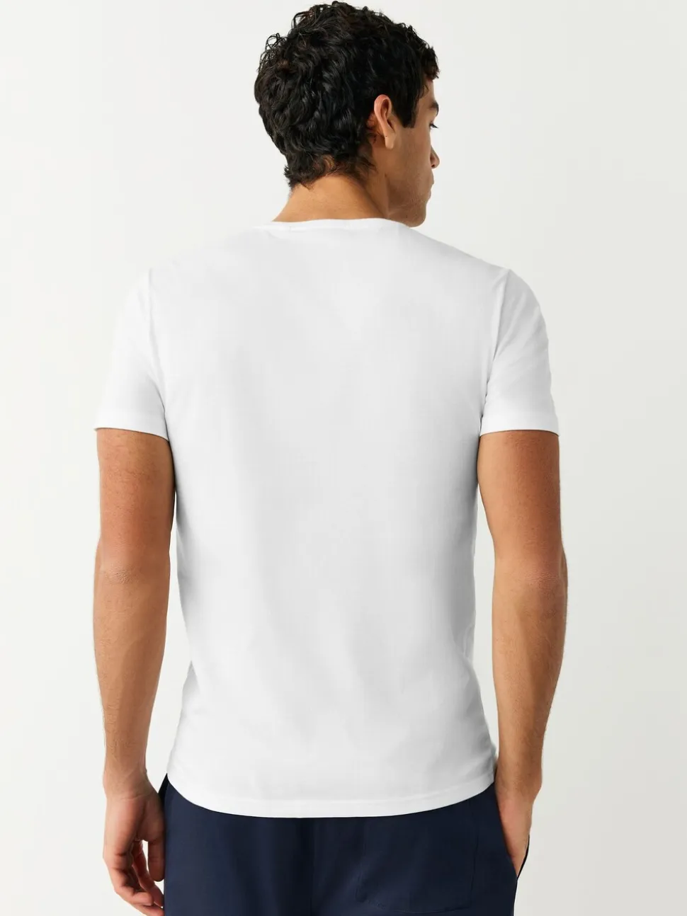 Wit - Verpakking van 10 slim-fit 100% katoenen T-shirts met V-hals en laagjes