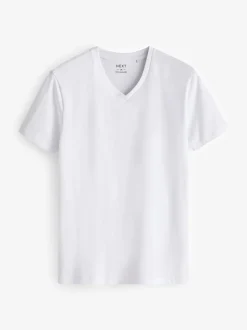 Wit - Verpakking van 10 slim-fit 100% katoenen T-shirts met V-hals en laagjes