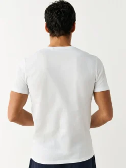 Wit - Verpakking van 5 slim-fit 100% katoenen T-shirts met V-hals en laagjes