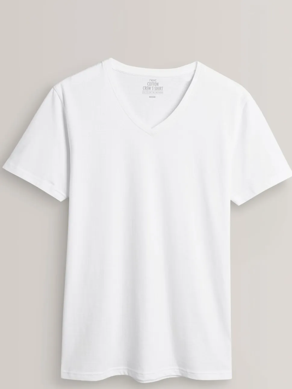 Wit - Verpakking van 5 slim-fit 100% katoenen T-shirts met V-hals en laagjes