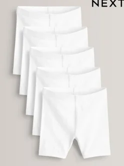 Wit - Verpakking van 5 stretchy fietsshorts met hoog katoengehalte (3-16jr)
