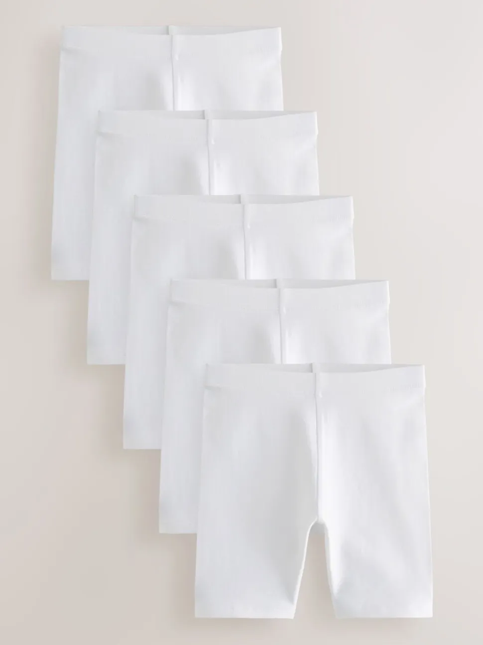 Wit - Verpakking van 5 stretchy fietsshorts met hoog katoengehalte (3-16jr)