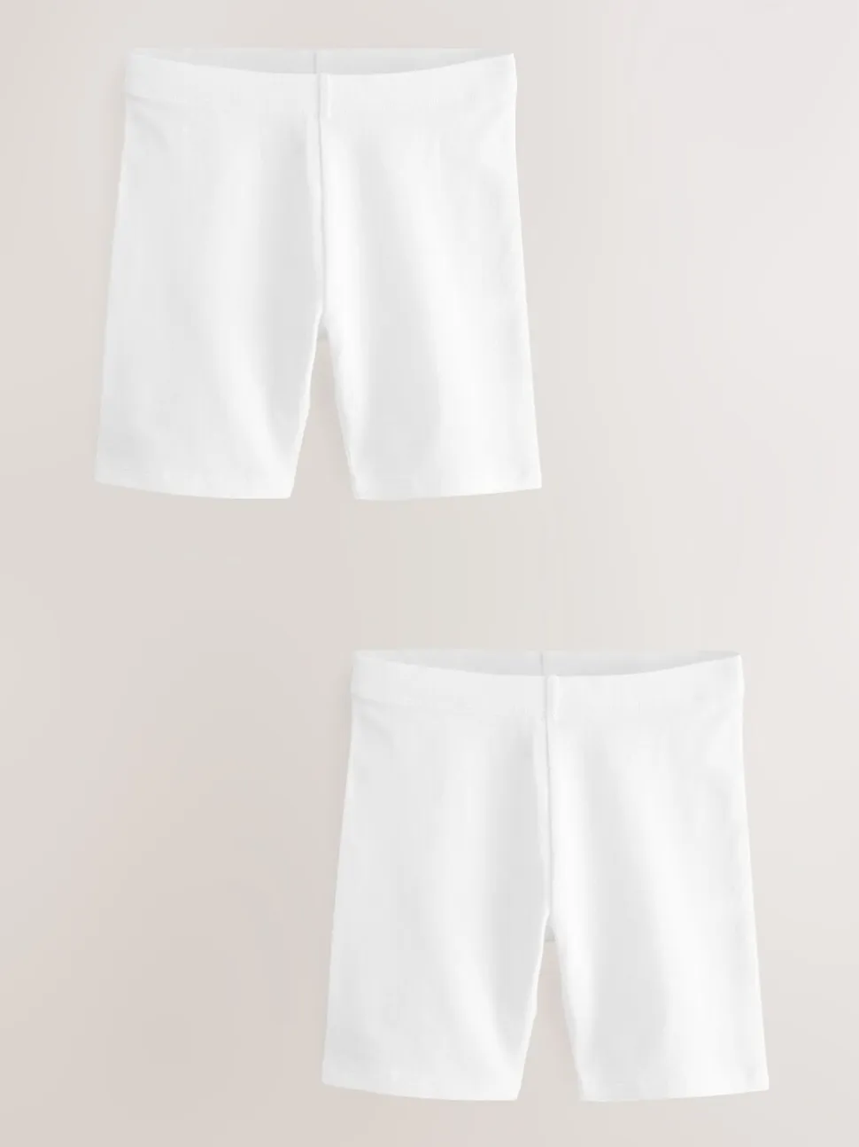 Wit - Verpakking van 2 stretchy fietsshorts met hoog katoengehalte (3-16jr)