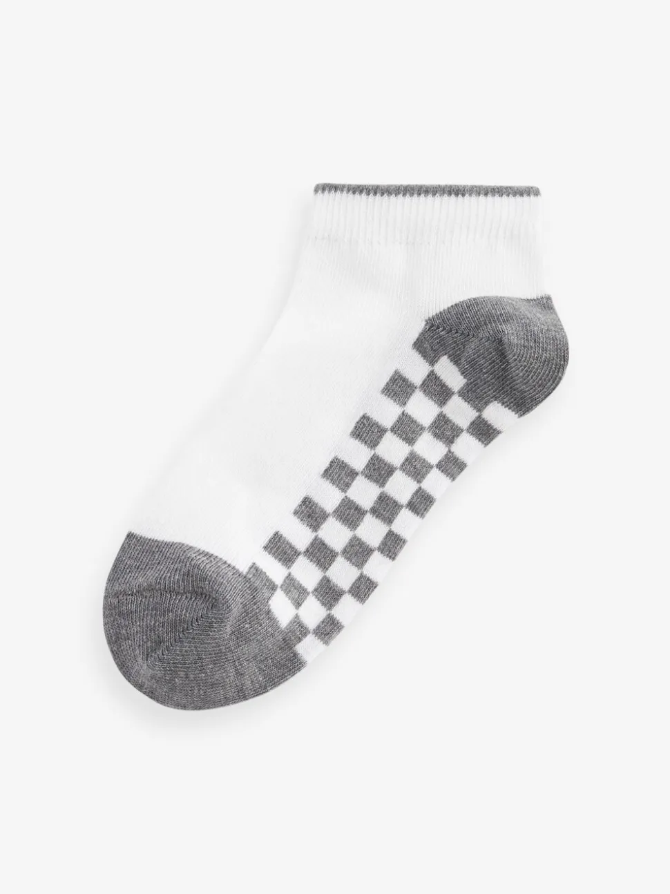 Wit dambordprint - 7 paar katoenrijke sneakersokken